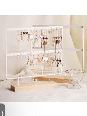 Amazon Earrings Organizer White Metal Jewelry Display Wood Stand Earrings Holder